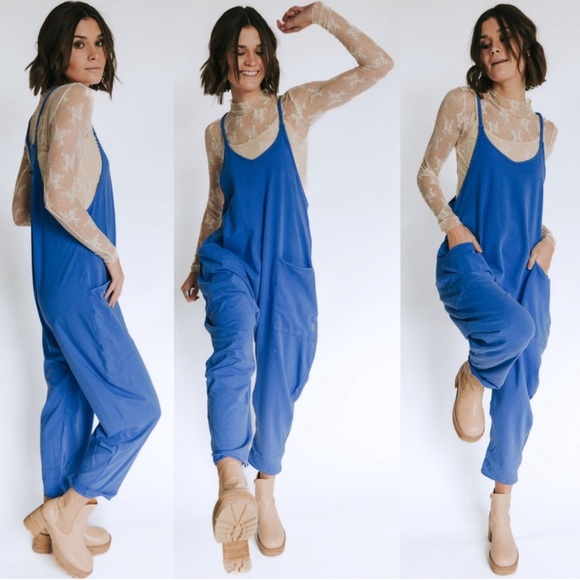 New Free People FP Movement Hot Shot Onesie Electric Cobalt